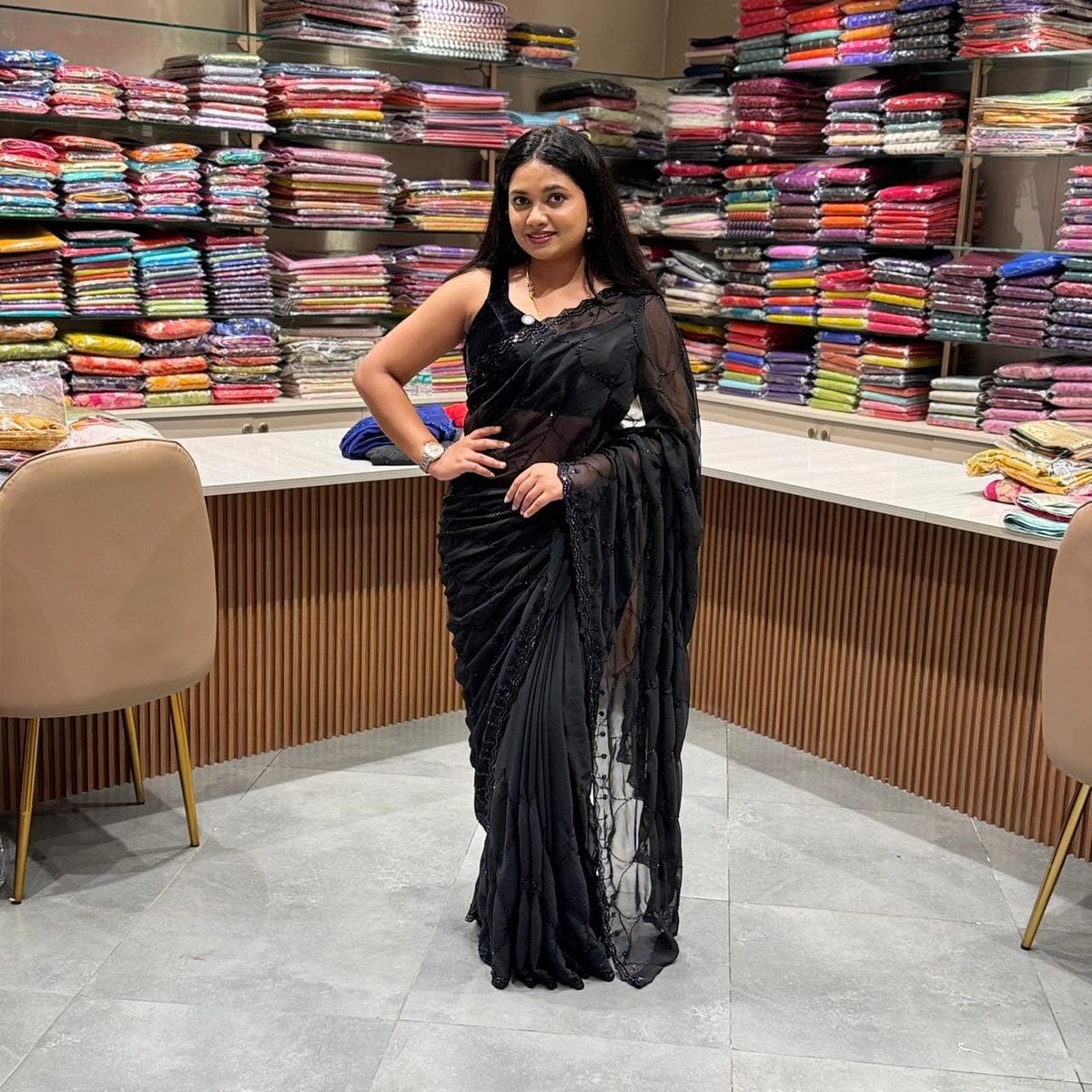 Raat Rani, Midnight Sequin Georgette